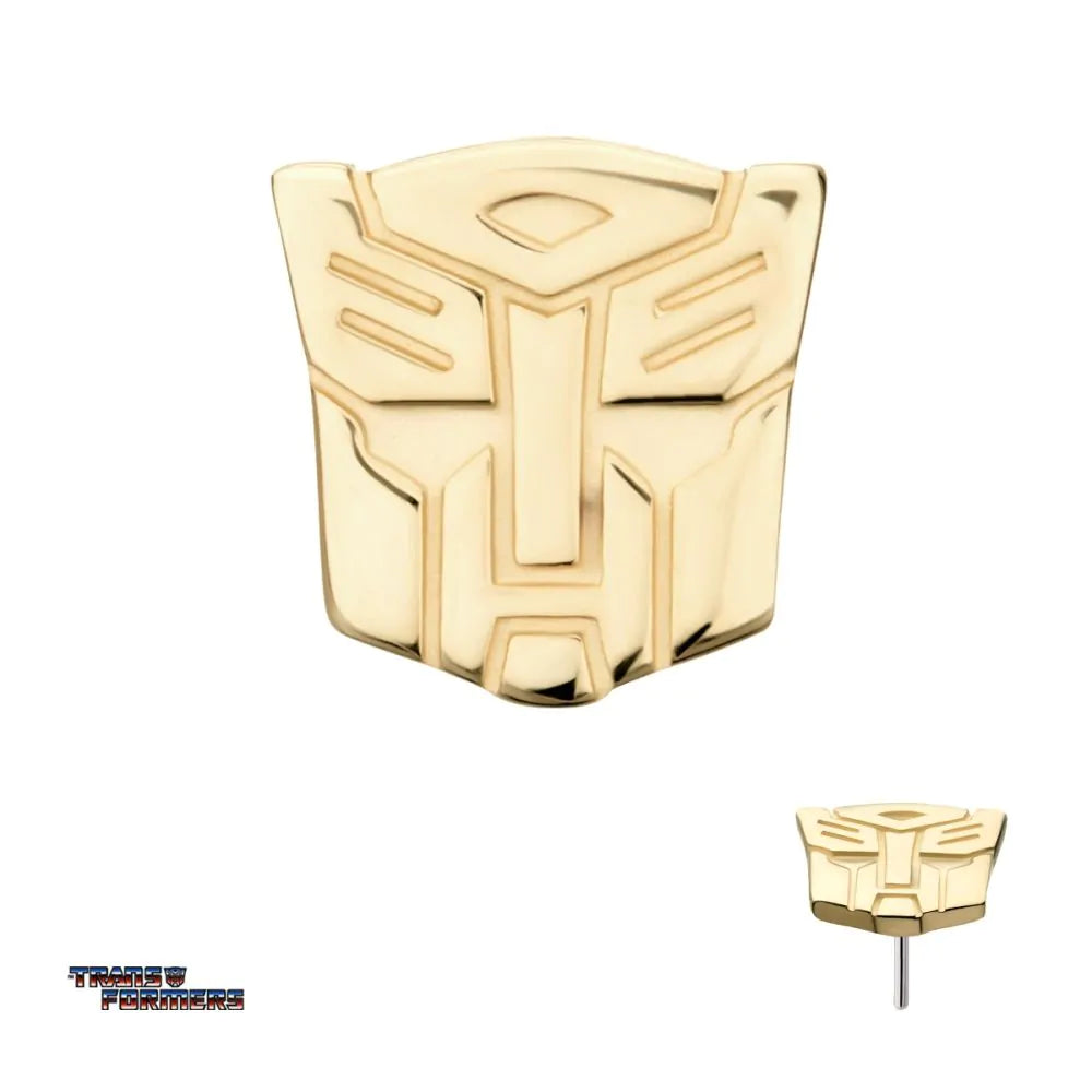 14Kt Yellow Gold Transformers Autobot Logo Threadless Top
