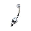 Titanium Internally Threaded with Tri Bead Bezel Set CZ Cluster Navel Curve