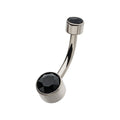 Titanium Internally Threaded with Flat Back Round Bezel Set Double CZ Navel Curves
