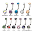 Titanium Internally Threaded Double Bezel Round with Smooth Rounded Back & Non-Dangle Navel