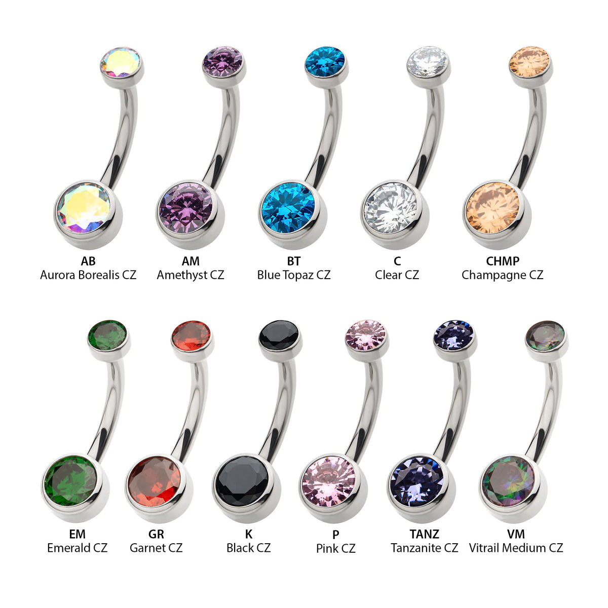 Titanium Internally Threaded Double Bezel Round with Smooth Rounded Back & Non-Dangle Navel