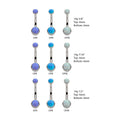 Titanium Internally Threaded with Bezel Set Double Opal Smooth Rounded Back Navel Curves SKU tib3ni42-opa*