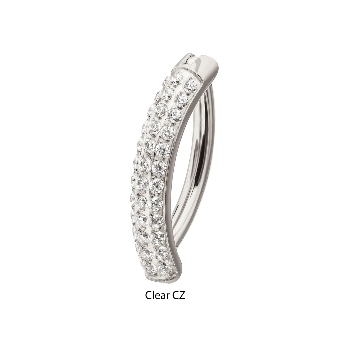 Titanium Triple Row Pave Gem Navel Clicker