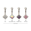 Titanium Internally Threaded Prism Halo with Clear Gem Edge Non-Dangle Navel