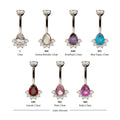 Titanium Internally Threaded Royal Cluster Teardrop Gem Non-Dangle Navel