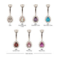 Titanium Internally Threaded Teardrop Halo with Clear Gem Edge Non-Dangle Navel