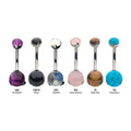 Titanium Internally Threaded with 3 Prong Set Double Stone Non-Dangle Navel Ring