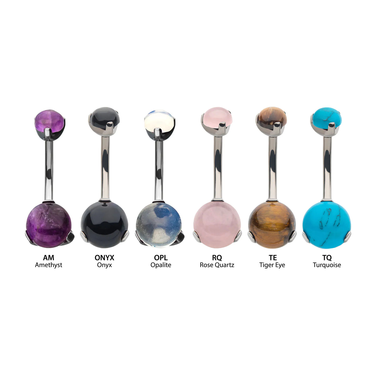 Titanium Internally Threaded with 3 Prong Set Double Stone Non-Dangle Navel Ring