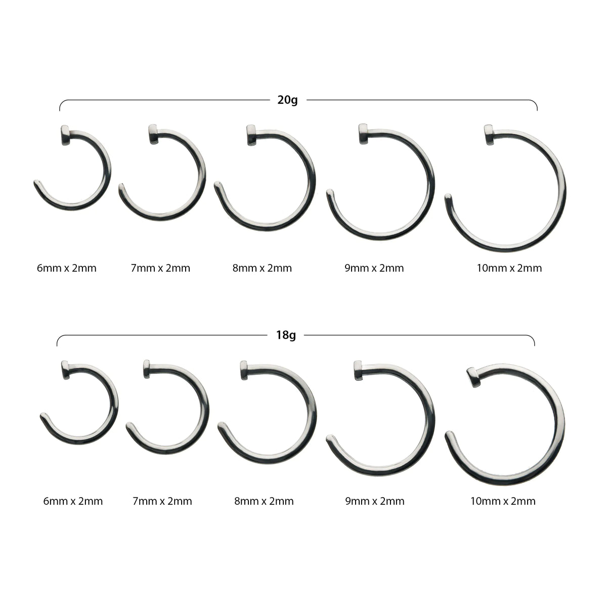 Titanium Flat Back Half Hoop Nose Ring