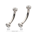 Titanium Internally Threaded Double Bezel Gem End Curved Barbell