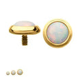 24Kt Gold PVD Titanium Internally Threaded Low Profile Bezel Set Synthetic Opal Dermal Top