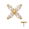 24Kt Gold PVD Titanium Threadless 4-Marquise Flower Gem Top