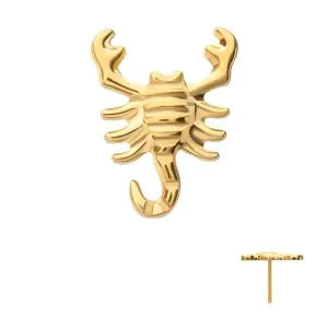 24Kt Gold PVD Titanium Threadless Low Profile 3D Scorpion Top