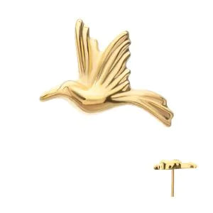 24Kt Gold PVD Titanium Threadless Low Profile 3D Hummingbird Top