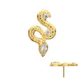24kt Gold PVD Titanium Threadless Textured Snake Gem Top