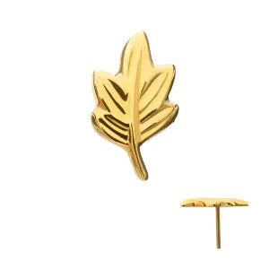 24Kt Gold PVD Titanium Threadless Leaf Top