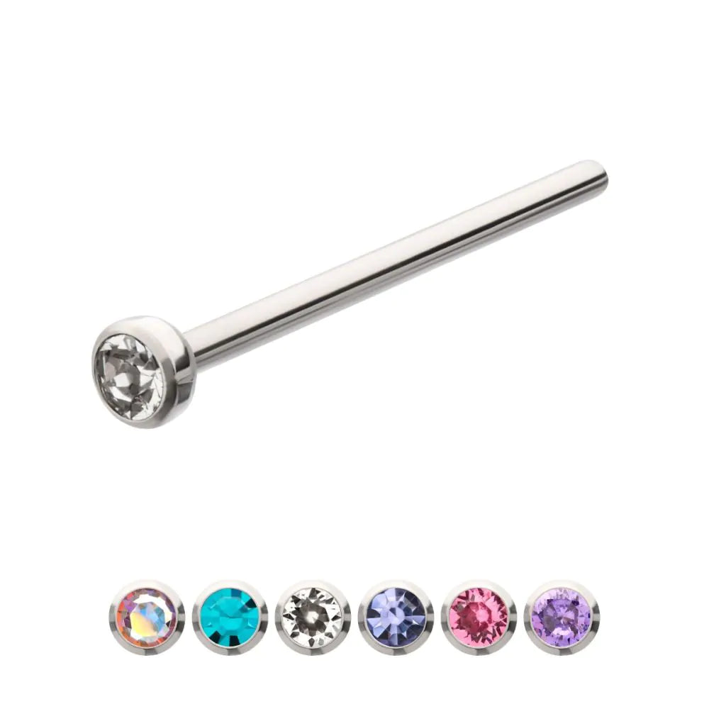 Titanium 2.5mm Bezel Set Preciosa Gem Nose Pin
