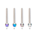 Titanium Bezel Set Synthetic Opal Nose Pin