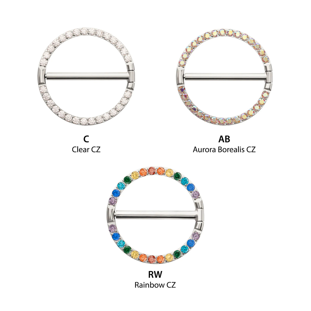 Titanium CNC Set Gem Nipple Ring Clicker | Sold by piece