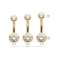 24Kt Gold PVD Titanium Internally Threaded Double Bezel Round with Smooth Rounded Back & Non-Dangle Navel