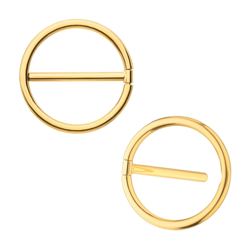 24Kt Gold PVD Titanium Nipple Clicker Ring | Sold by piece