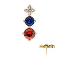 24Kt Gold PVD Titanium Threadless Triple Cluster Prong Set Gem Top