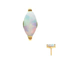 24Kt Gold PVD Titanium Threadless with 2-Prong Marquise Opal Top