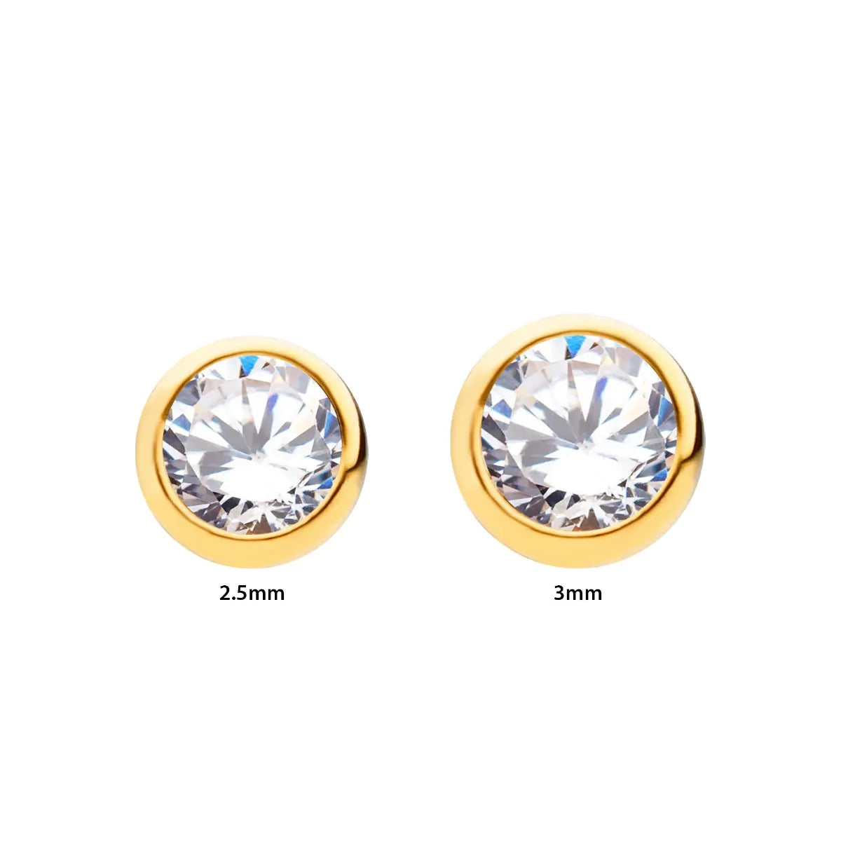 24KT Gold PVD Titanium Threadless Bezel Set Swarovski Crystal Front Facing Top