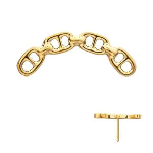 24Kt Gold PVD Titanium Threadless Low Profile Bar-Set Oval Link Top
