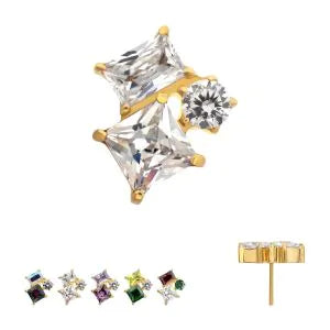 24Kt Gold PVD Threadless "Lustre Cluster" Prong Set Gem Top