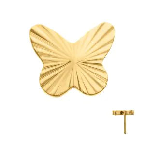 24Kt Gold PVD Titanium Threadless Corrugated Butterfly Top