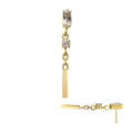 24Kt Gold PVD Titanium Threadless Prong Set Gem Baguette Top with Round Gem & Bar Dangle