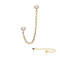 24Kt Gold PVD Titanium Threadless Duo Bezel Round CZ with Rolo Chain Dangle Tops
