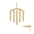 24Kt Gold PVD Titanium Threadless Vertical Helix Curved Bar Top with 5-Chain Dangle