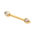 24Kt Gold PVD Titanium Threadless Bezel Teardrop CZ Nipple Barbell | Sold by piece