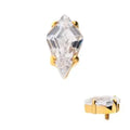 24Kt Gold PVD Titanium Internally Threaded Prong Set Kite Shaped CZ Top