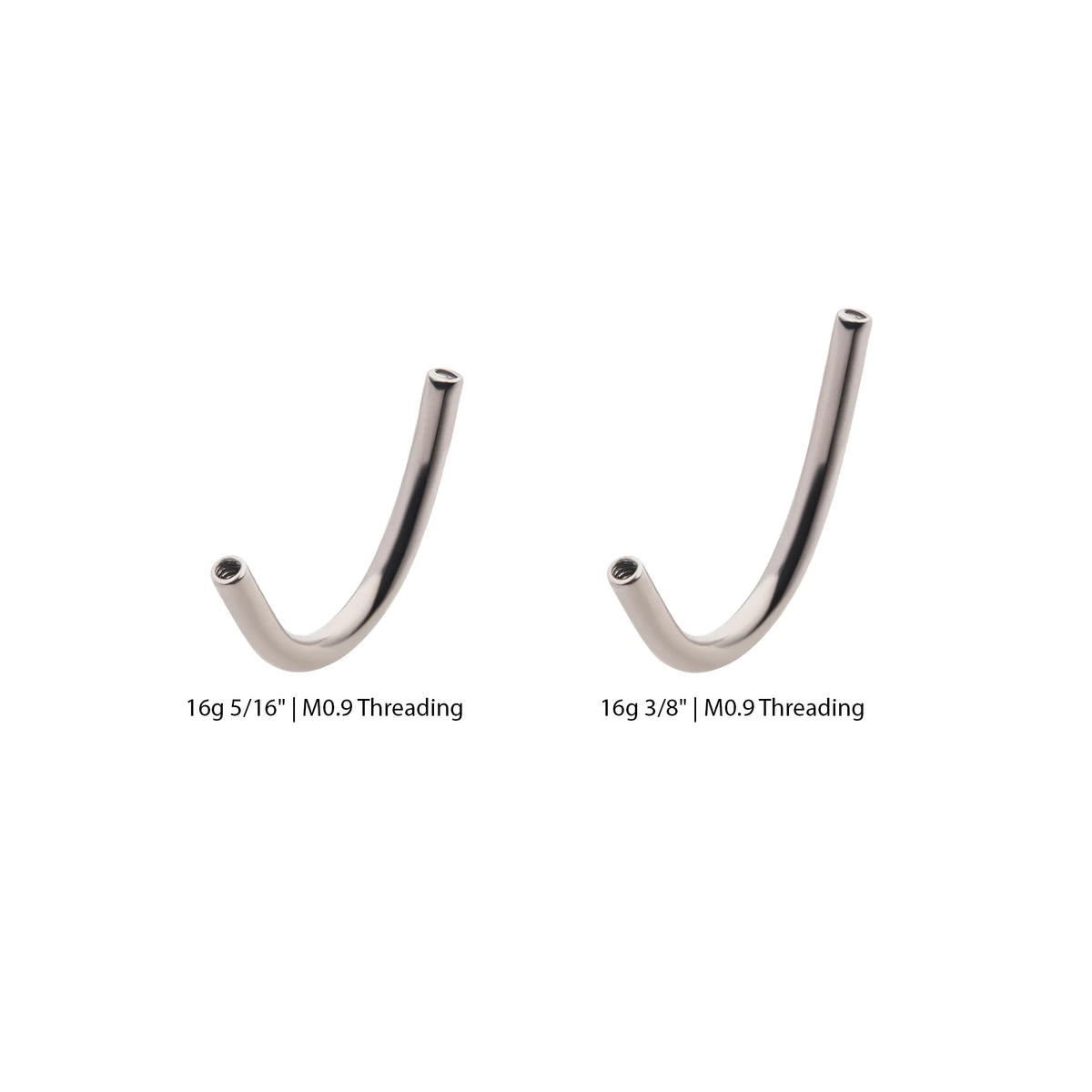 16g Titanium Internally Threaded J Curved Barbell