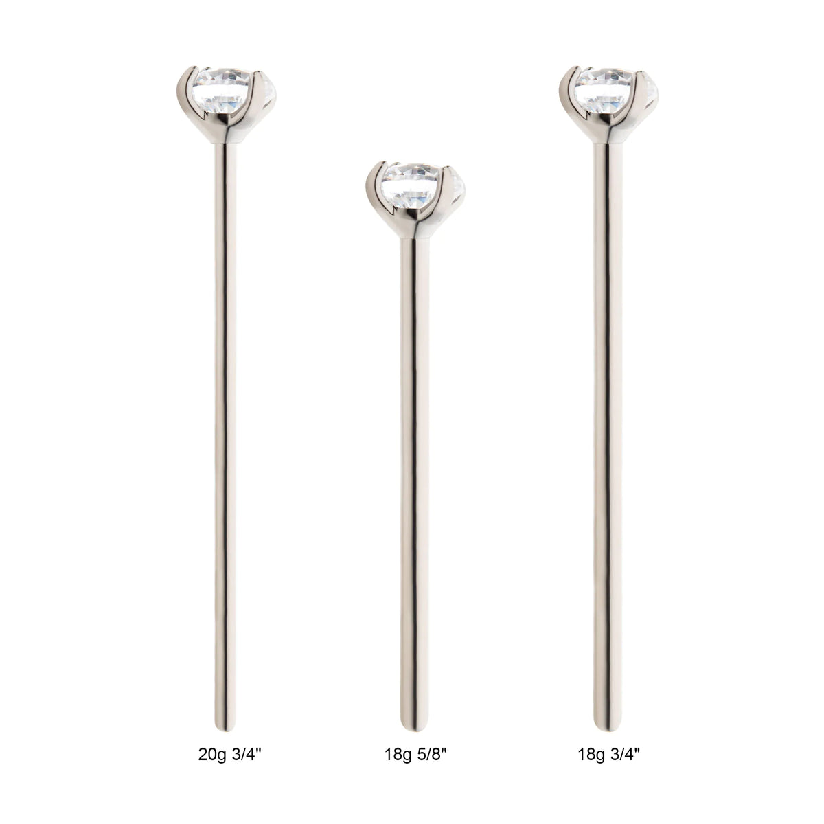 Titanium 4-Prong Set Gem Nose Pin