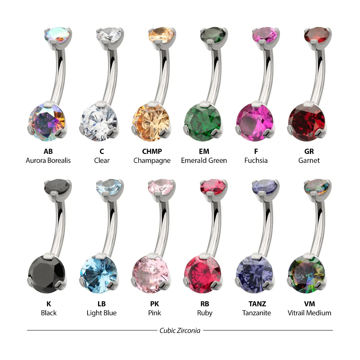 Titanium Internally Threaded Double 3-Prong Gem Non-Dangle Navel