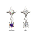 Platinum PVD Titanium Threadless Celestial Star Top with Prong Set CZ Gem Dangle