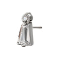 Platinum PVD Titanium Threadless Prong Set Round & Baguette CZ Gem Top