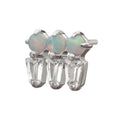 Platinum PVD Titanium Threadless Triple Cluster Top with Prong Set Round Opal & Baguette CZ Gem