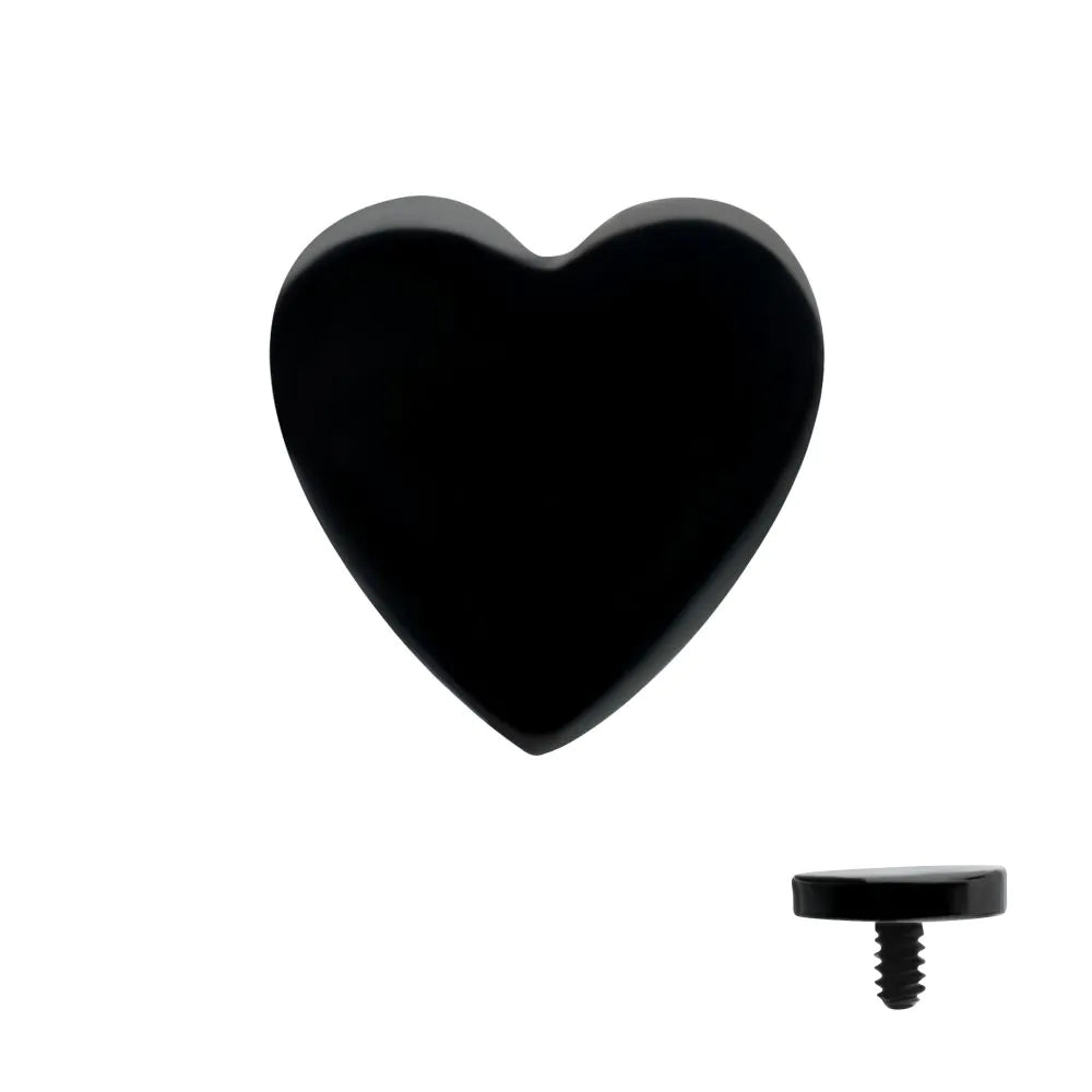Black PVD Titanium Internally Threaded Heart Top