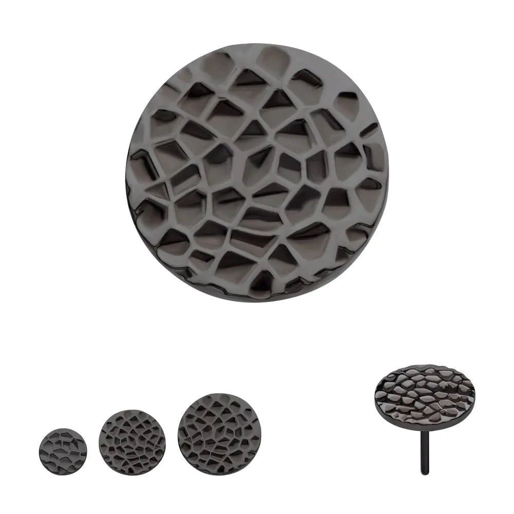 Black PVD Titanium Threadless Hammered Disk Top