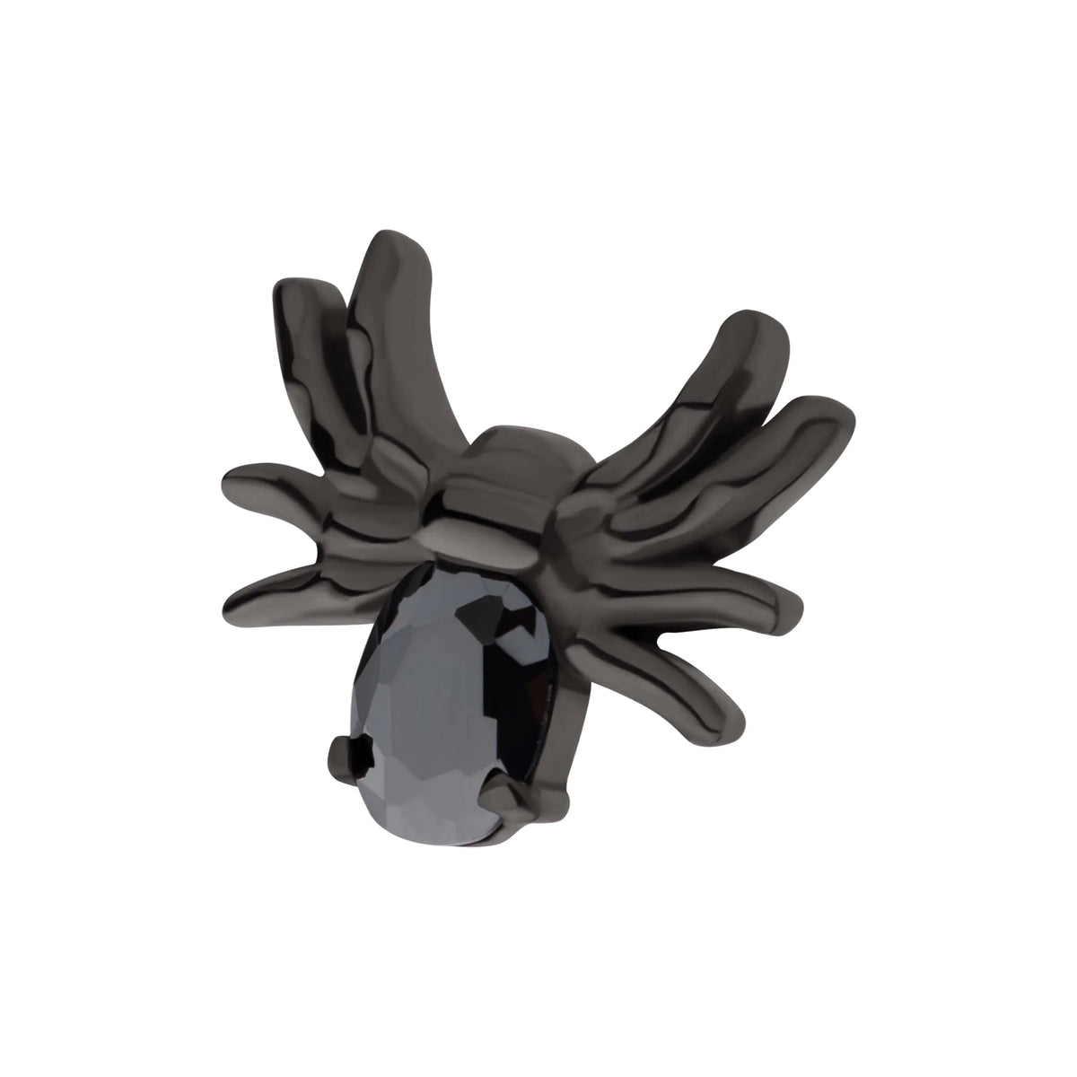 Black PVD Titanium Threadless Prong Set Oval Gem Spider Top