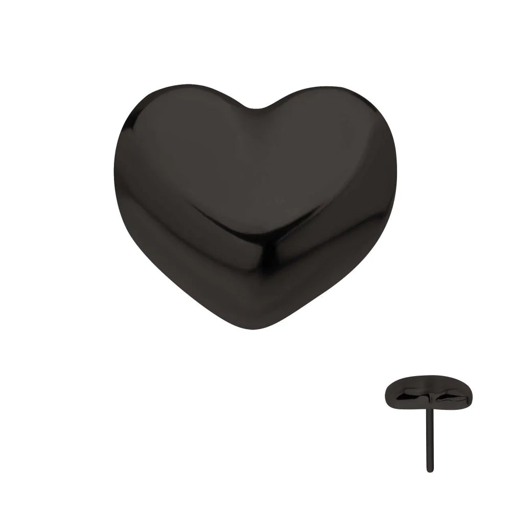 Black PVD Titanium Threadless Puffed Heart Top
