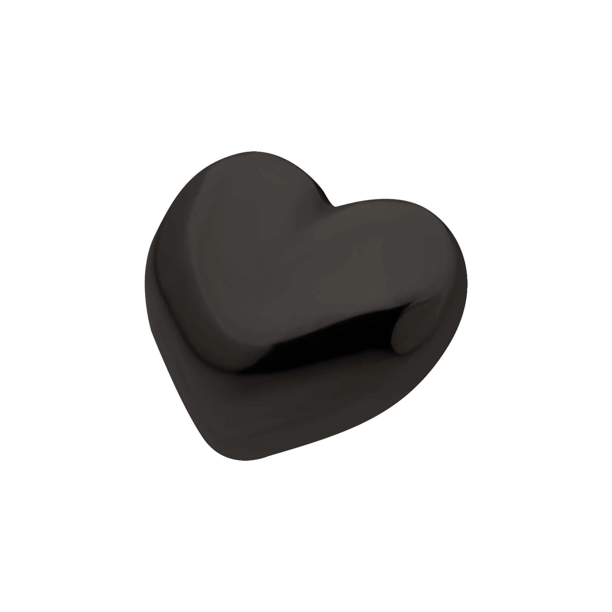 Black PVD Titanium Threadless Puffed Heart Top