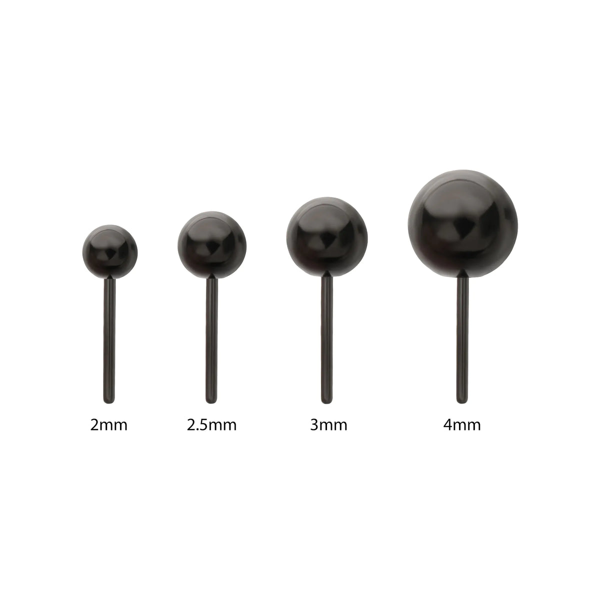 Black PVD Titanium Threadless Ball Top