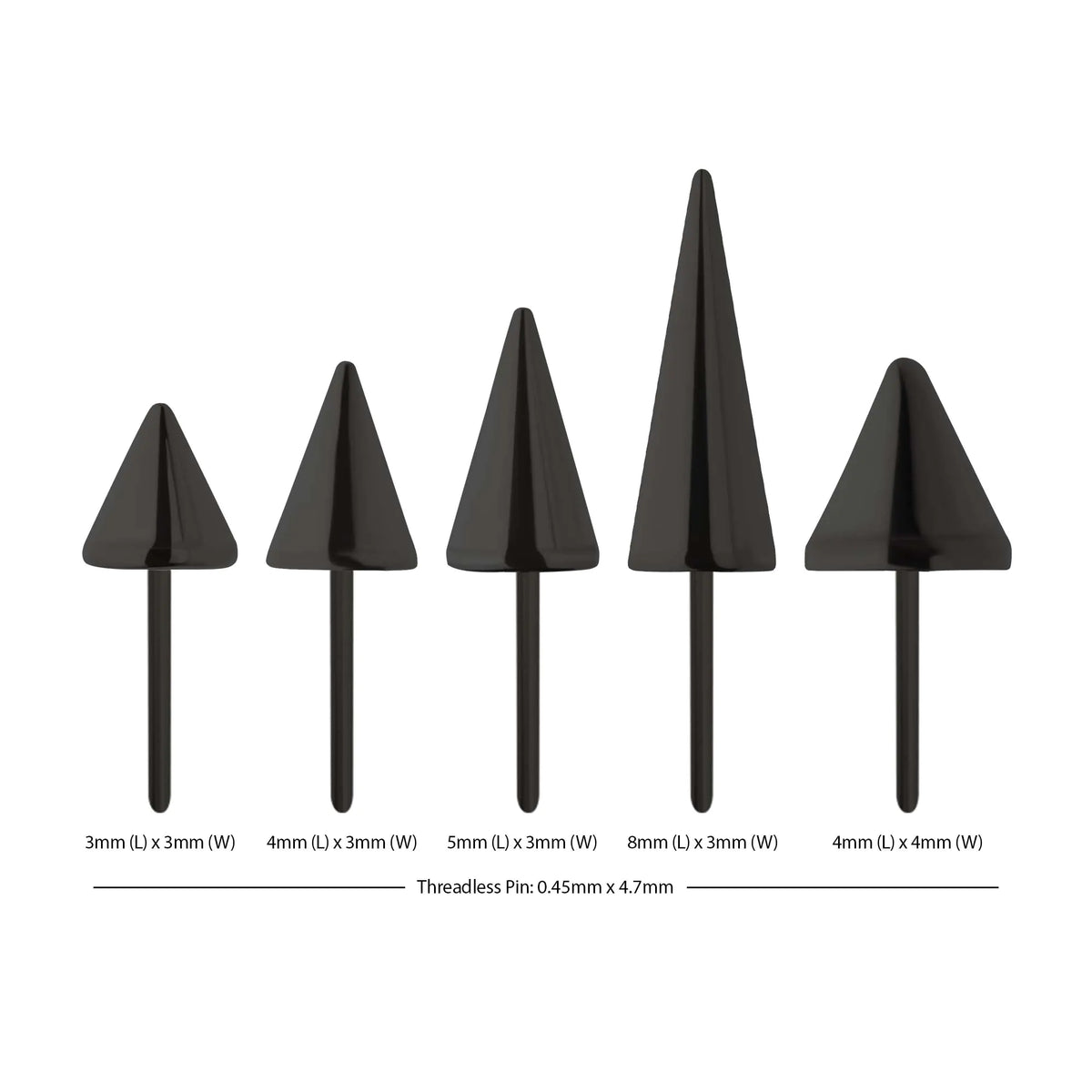 Black PVD Titanium Threadless Spike Top