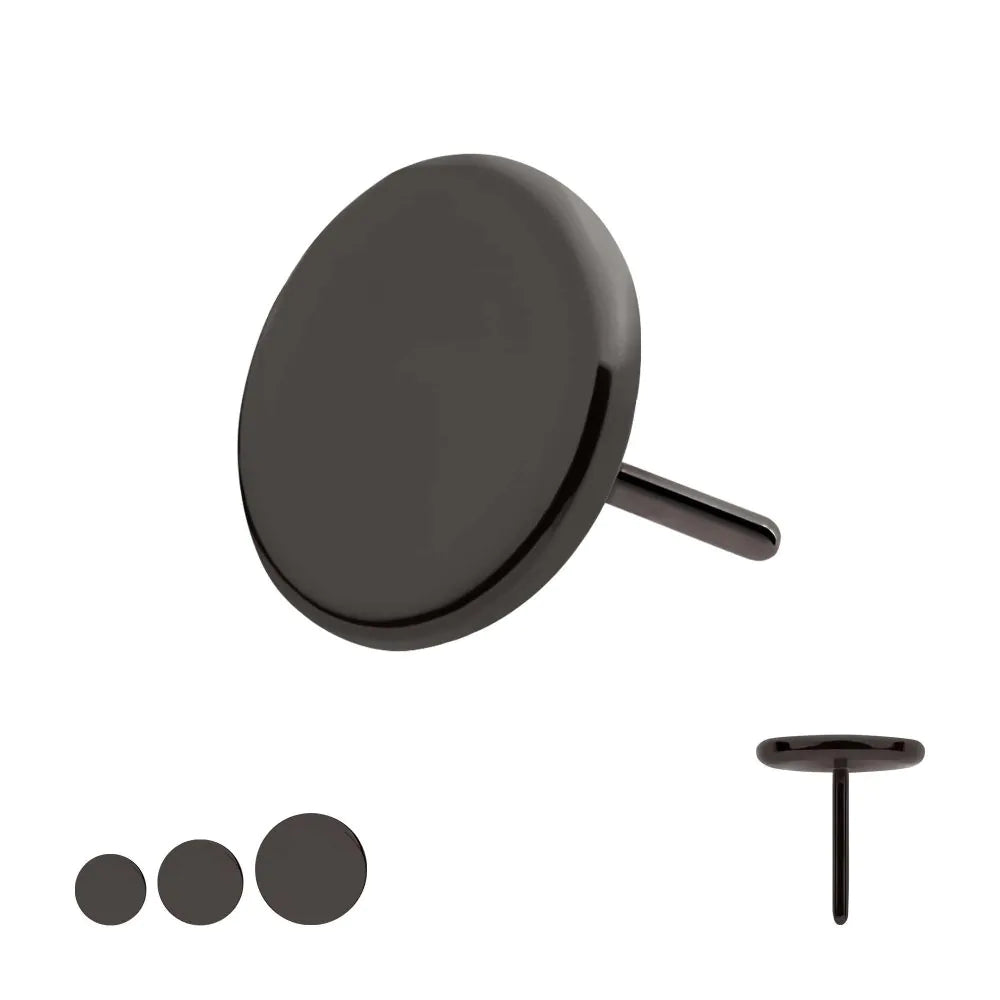 Black PVD Titanium Threadless Flat Disc Top